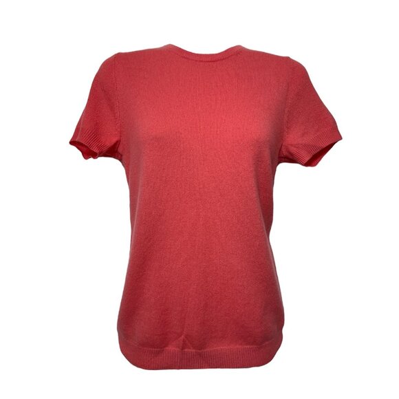 J.Crew 100% Cashmere Womens Short Sleeve Crewneck Sweater In Coral Pink Size S - Picture 1 of 6